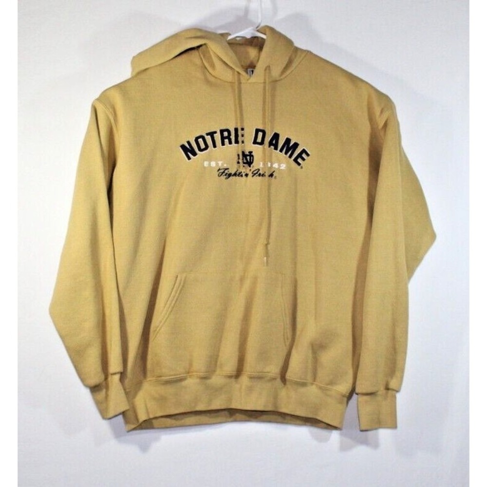 Notre Dame Fighting Irish Sweater Gold Champion Hooded Sweatshirt Size Large